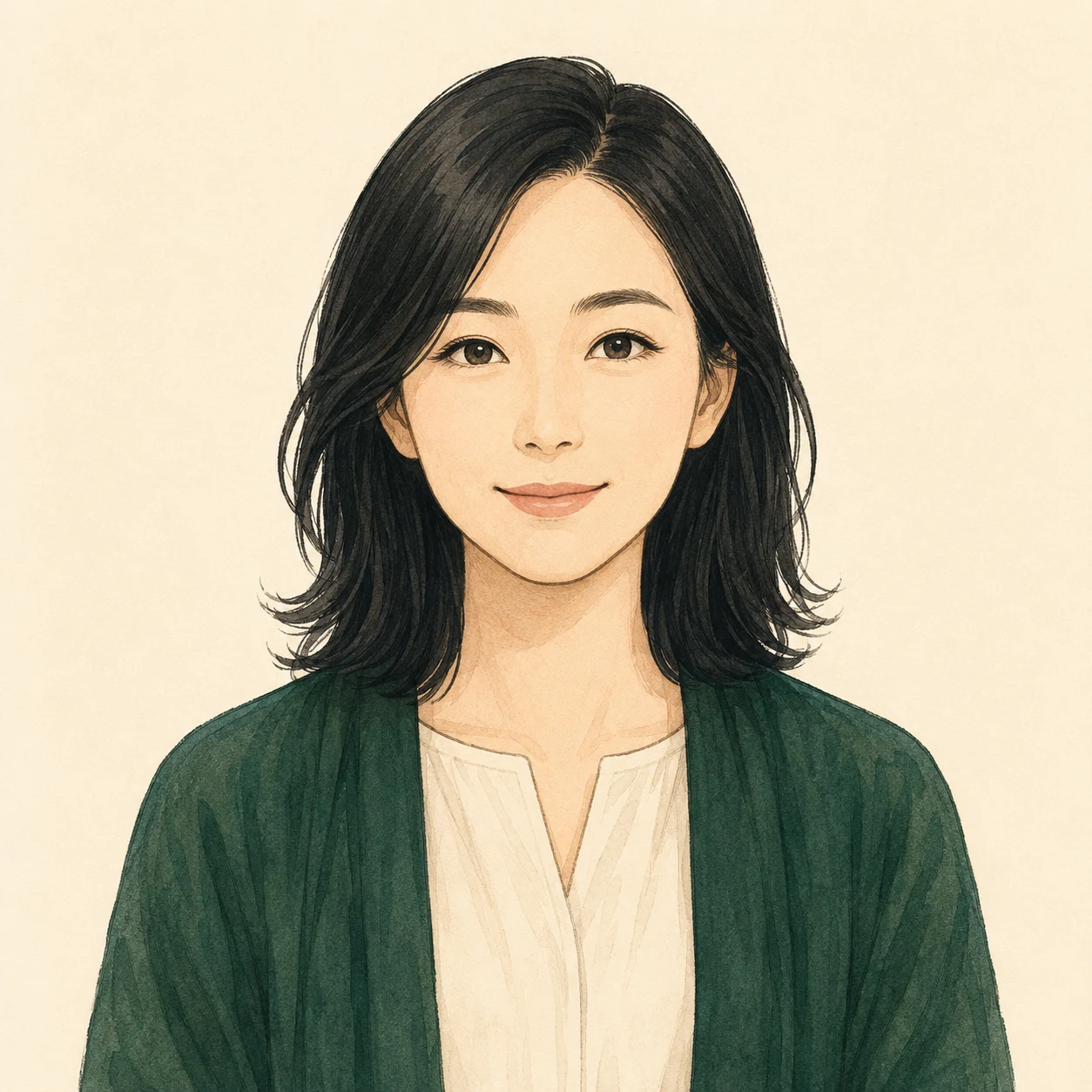 杜野しののプロフィール画像。深緑のストールを羽織り、穏やかな表情でこちらを見ている
